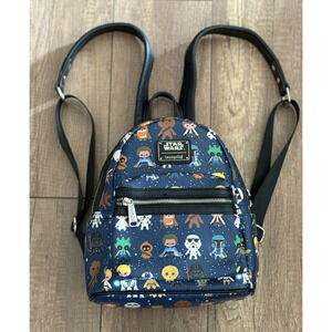 Disney Parks Loungefly Star‎ Wars Chibi Character Print Mini Backpack Purse EUC